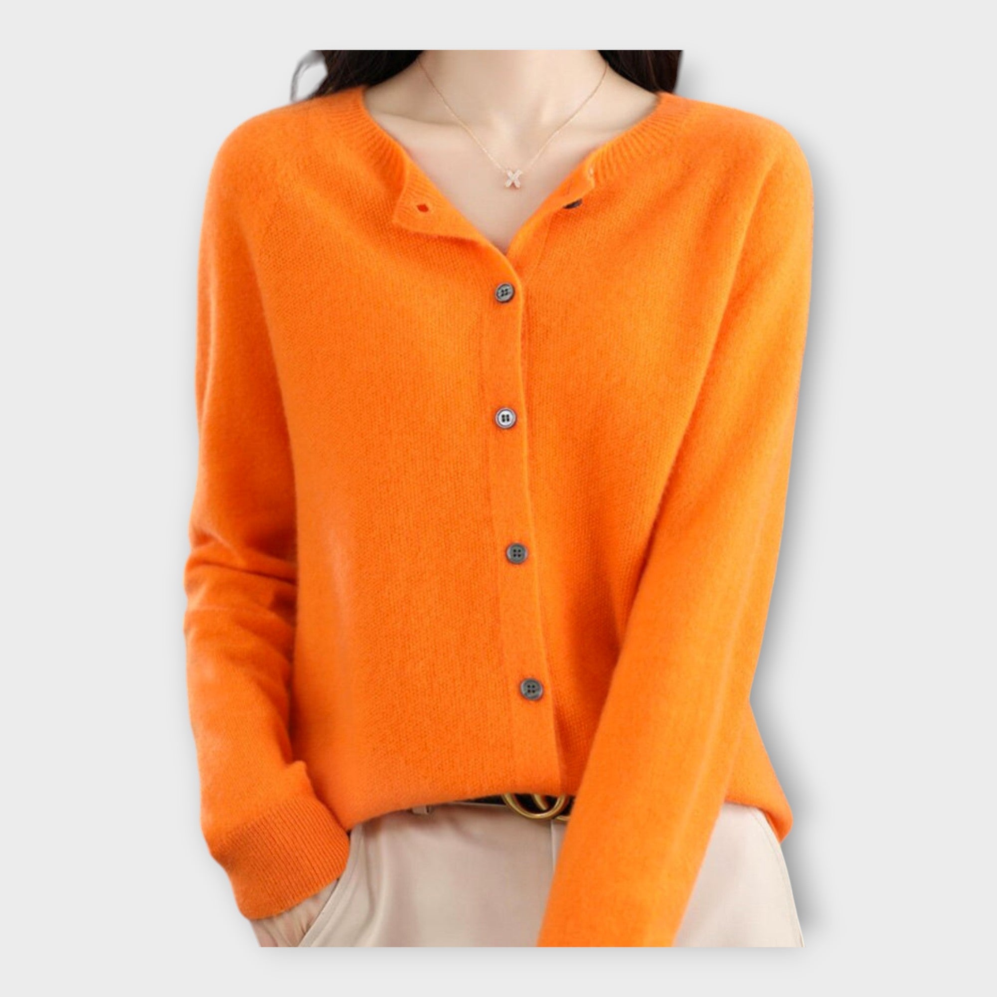 Lena™ | Wełniany kardigan okrągłym dekoltem