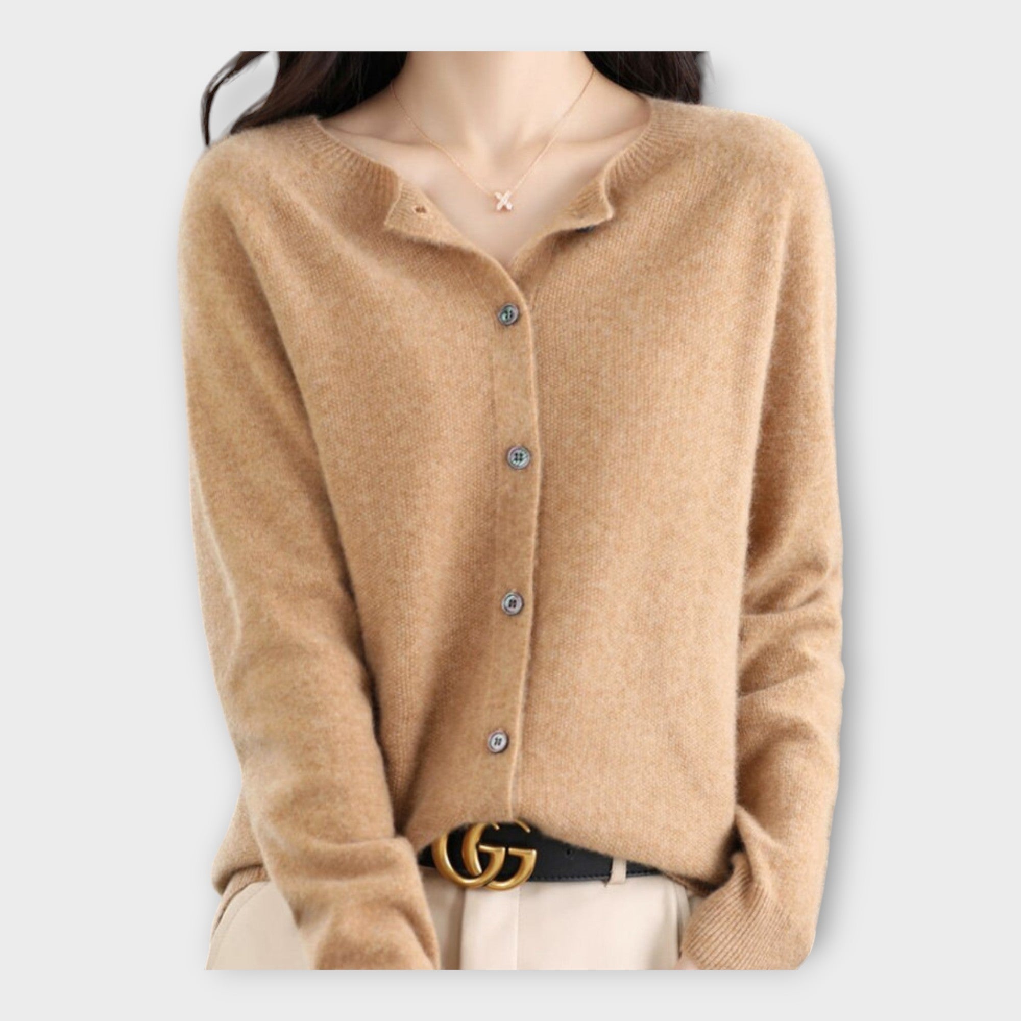 Lena™ | Wełniany kardigan okrągłym dekoltem