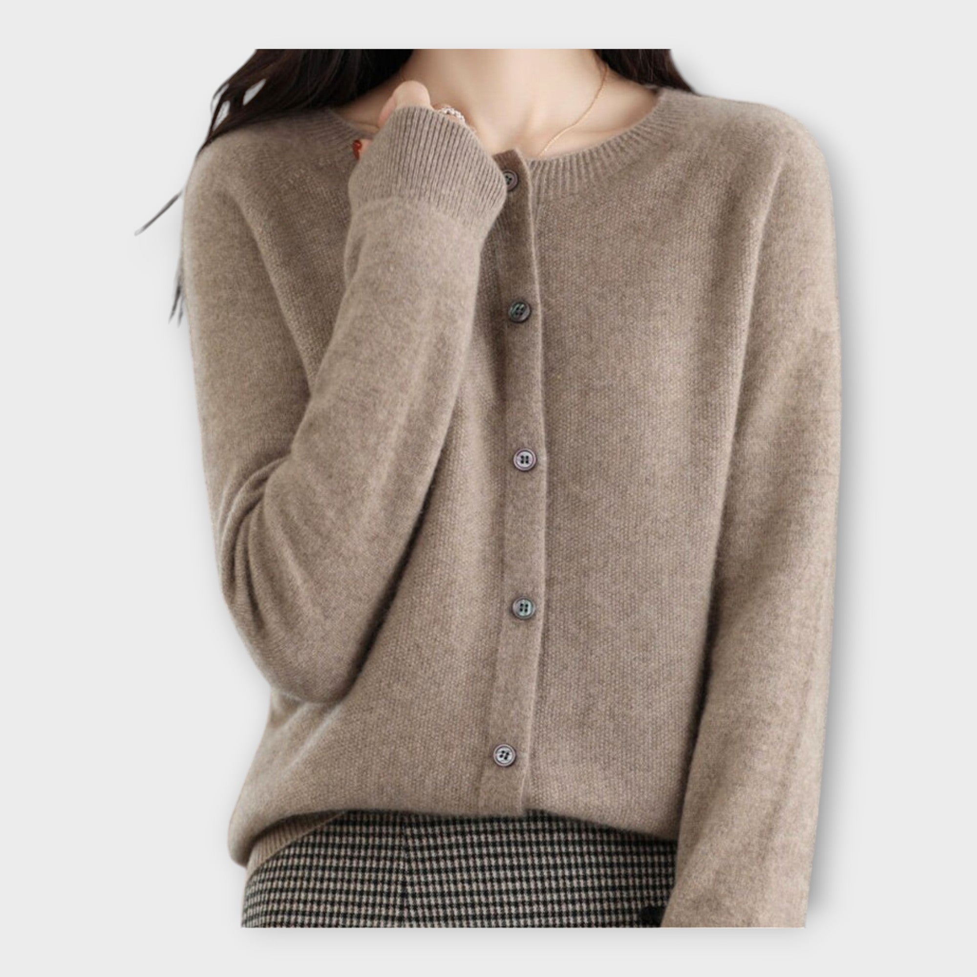 Lena™ | Wełniany kardigan okrągłym dekoltem