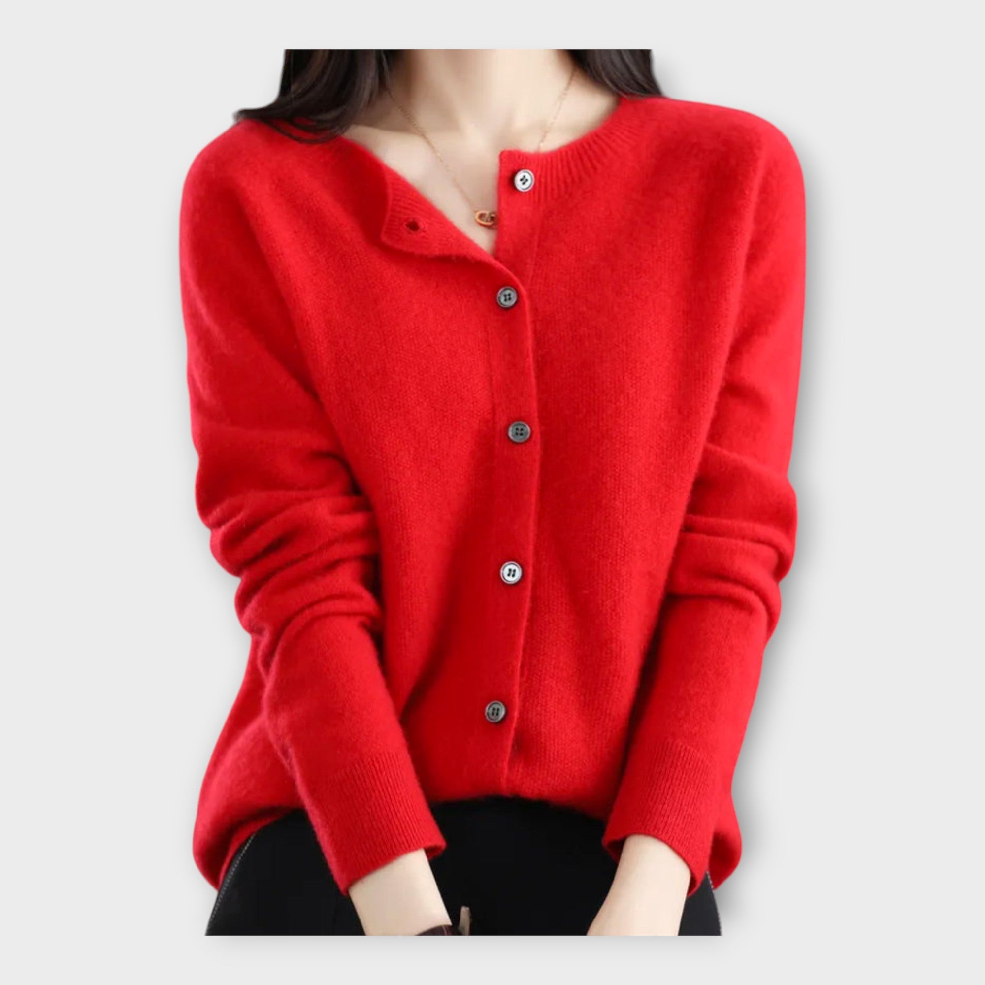 Lena™ | Wełniany kardigan okrągłym dekoltem